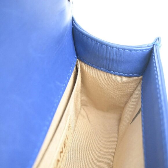 CHANEL CC Logo Chateau Boy Chain Mini Shoulder Bag Leather Blue GHW 332RL330 - Picture 11 of 14